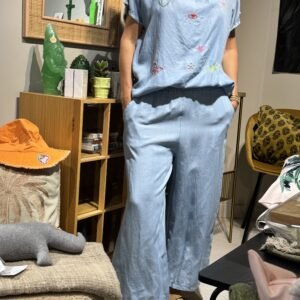 Tunique jean brodée/ Pantalon jean unis