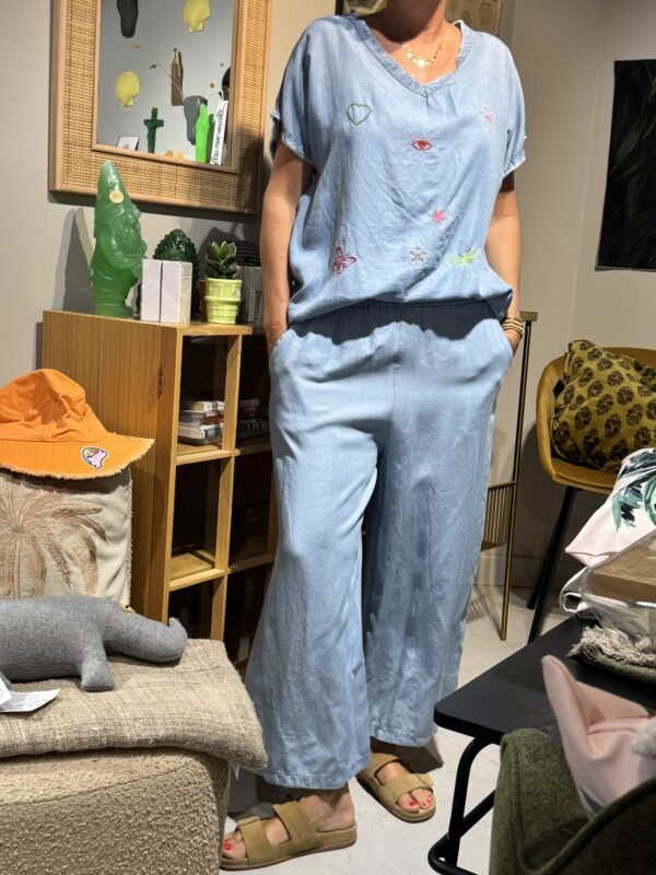 Tunique jean brodée/ Pantalon jean unis – Image 6