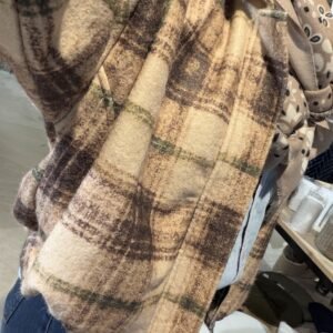 Blouson en tartan beige zippé